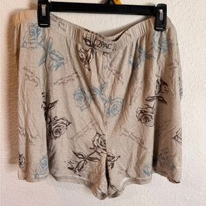 2Pac Graphic Print Pajama Shorts